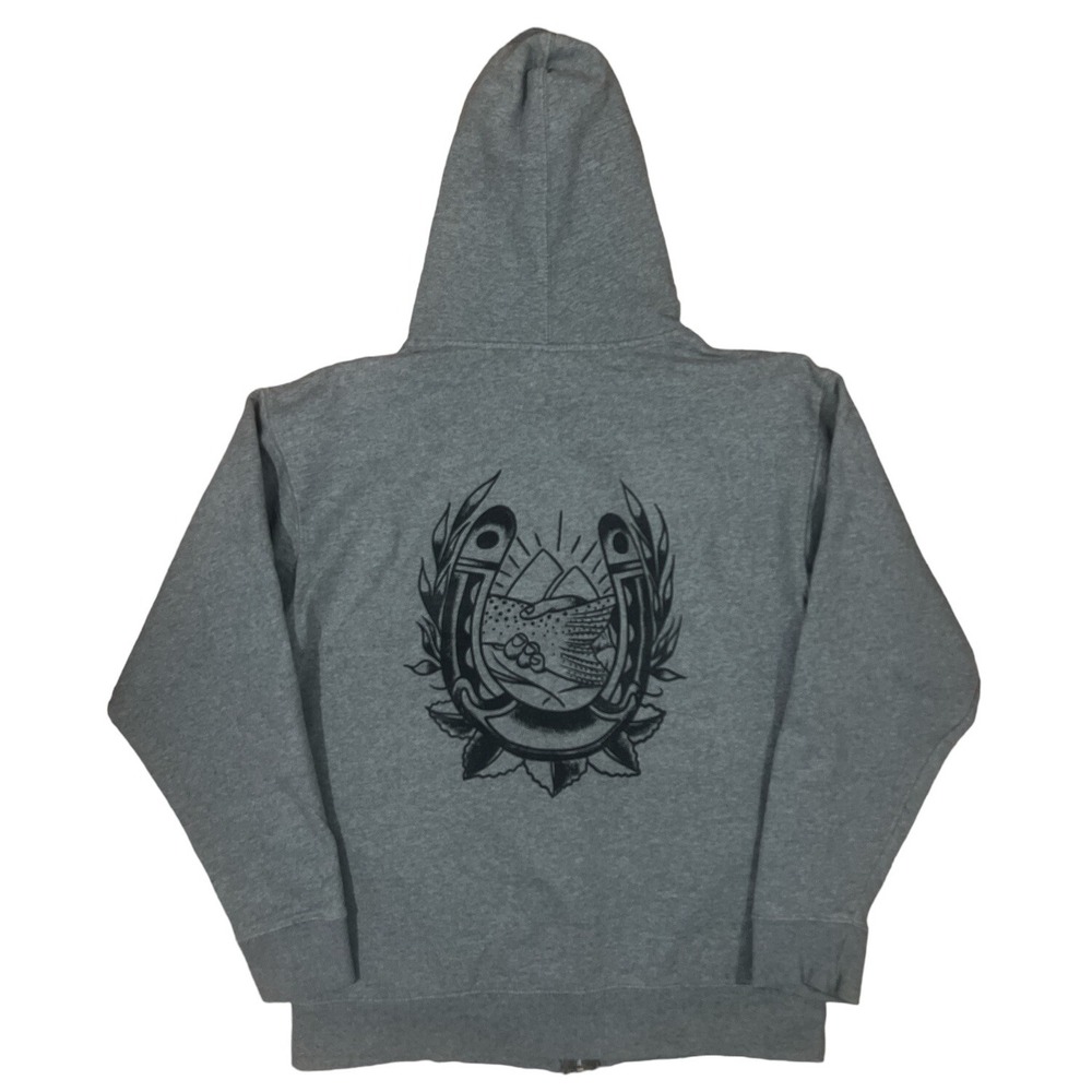 Redington Fly Fishing Old School Hoodie Hooded Sweatshirt Full Zip Gunmetal LARG